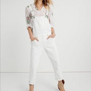 Lucky Brand White Boyfriend Overalls